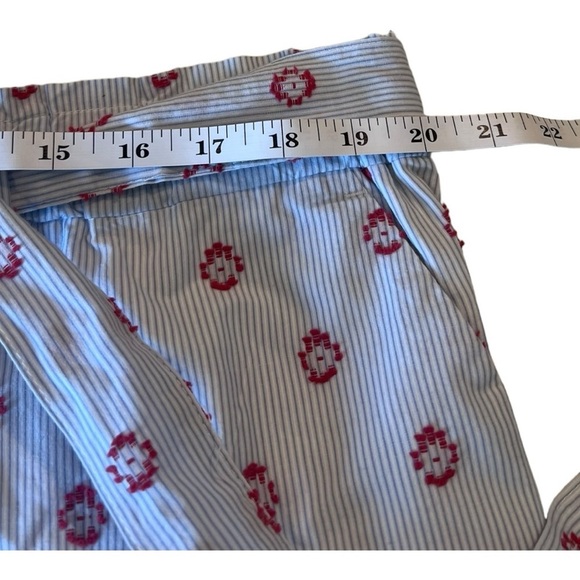LOFT Sun Dot Tie Waist Nautical Stripe with Embroidery Size 14 NWOT Blue Coral - Picture 11 of 15